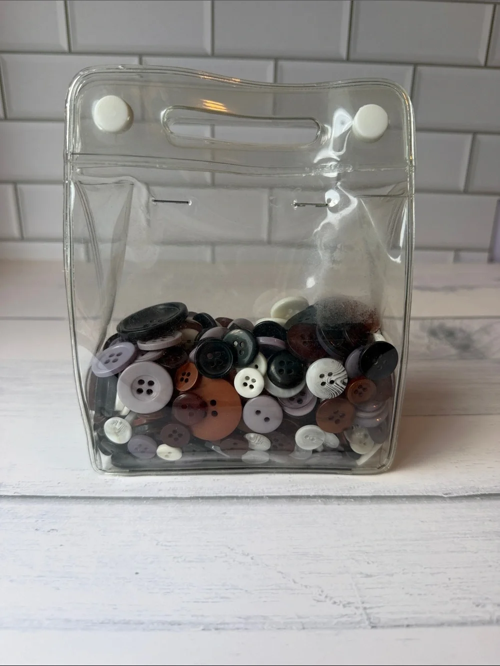 Assorted Button Lot in Clear Storage Pouch | Mixed Colors | Sewing & Crafts